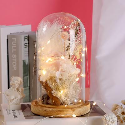 China Hot Sale Long Life Eco - Friendly Glass Cover Preserved Glass Rose Flower For Valentine Gift for sale