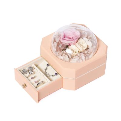 China Long Llasting 2022 Valentine's Day Birthday Gift Preserved Rose Box Jewelry Box Artificial Flower Acrylic Gift for sale