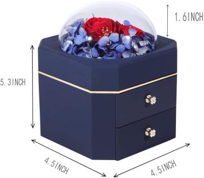 China 2022 New Design Long Llasting Flower Eternal Jewelry Box Valentine Birthday Single Drawer Gift Box for sale