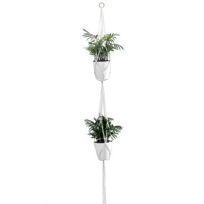 China Good Quality Macrame Rope Cotton Wall Hanging Macrame Planter Eco-friendly Handmade Plant Hangers Indoor Outdoor For Famliy Garden for sale