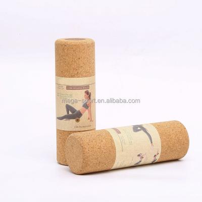 China High Density Massage Cork Yoga Roller Fitness Muscle Roller Cork Yoga Roller Natural Wooden Foam Roller Massage Factory Supply for sale