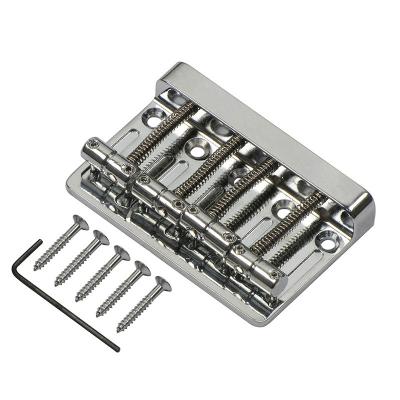 China 4 Pcs Double Bass Bridge Korea Factory Electric Guitar For Sale Hot Selling Low Bridge In Chrome Color For 5 String Electric Bass Guitar for sale