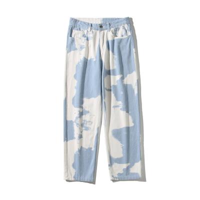 China 2022 Summer Casual Style Breathable Smart Wide Leg Pants Loose Tie Dye Mens Jeans for sale