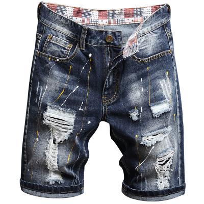 China 2022 high quality QUICK DRY high quality summer men's holed denim shorts men's jeans short jeans pants for sale