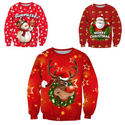 China Anti-wrinkle 3D Crewneck Christmas Pattern Sweatshirt Digital Printing Unisex Hoodies for sale