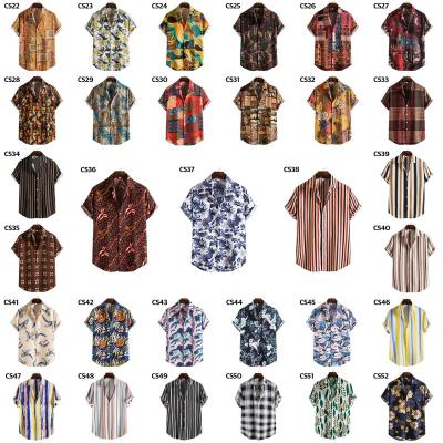 China Summer Men's Hawaiian Beach Shirt Casual Anti-pilling Beach T-shirt Colorful Beach T-shirt Short Sleeve for sale