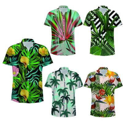 China New Hawaiian anti-pilling printing beach wear men's shirt male men's beach cotton beach wear shirts for sale