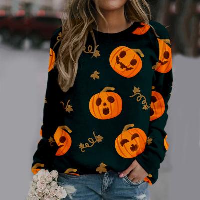 China Anti-wrinkle Halloween Women Print Round Neck Long Sleeve Sweatshirt for sale