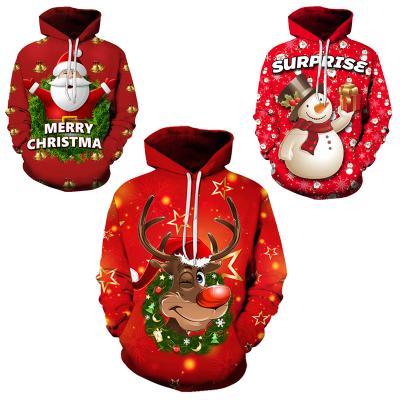 China Anti-wrinkle 3D Christmas pattern digital printing unisex hoodies for sale