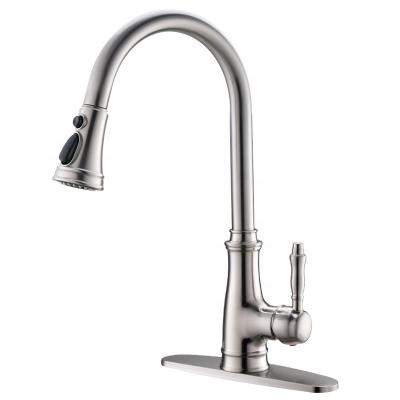 China Metered Faucets Head Sales High Quality Cheap Pull Out Kitchen Faucet Sleek Luxury Single Lever Deck Mounted Mixer Taps for sale