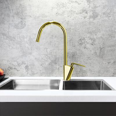 China Metered Faucets 2022 High End Popular New Gold Modern Kitchen Faucets Copper Single Handle Kitchen Sink Faucet Mixer Tap for sale