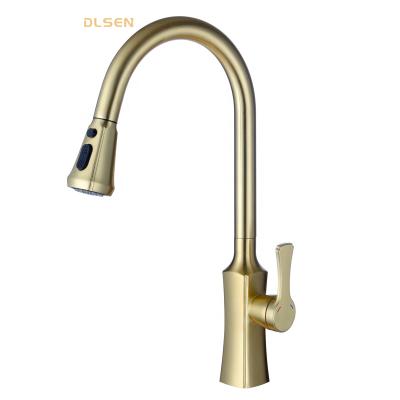 China 2021 DLSEN CUPC Modern Gold Kitchen Faucet Brushed Mixer Tap Pull Out Main Body Zinc Brass Handle USA Modern Bronze Single Handle for sale