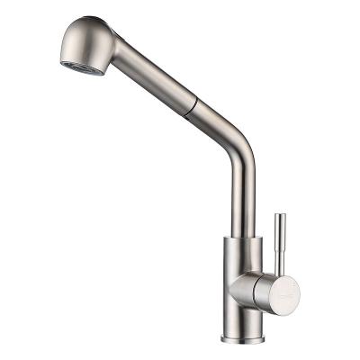 China Metered Taps Kitchen Single Lever Brushed Mixer With Tobacco Hose Style Sprayer Economical Kitchen Mixer Taps Faucet for sale