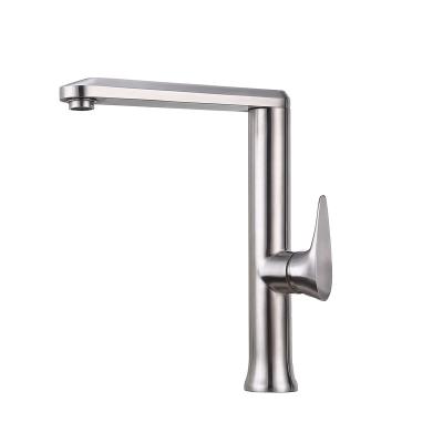 China Metered Faucets Brushed Nickel Large L Shape Brass Kitchen Mixer Tap With Single Lever Kitchen Faucet For Villa for sale