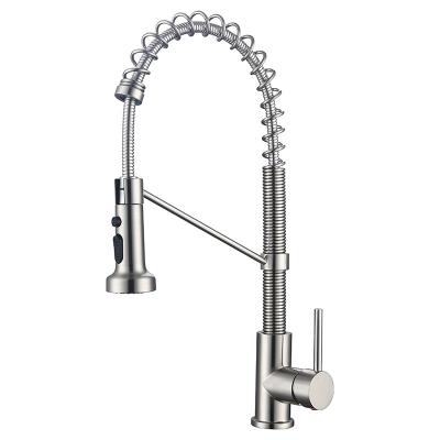 China Pull Out Spray North American Style Commercial Spring Pull Down Kitchen Faucet With Single Handle Pull Out Kitchen Mixer Taps for sale