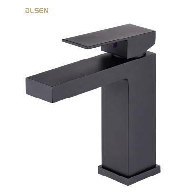 China Classic Style Brass Single Hole Basin Faucets Square Style Cold Water Mixer Tap Metered Hot Bathroom for sale