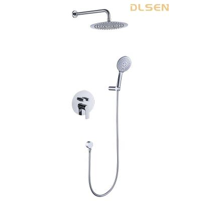 China Without Sliding Bar Good Quality Chrome Finish Shower System Two Luxury Hidden Functions In The Wall Shower Faucet Set For Hotel for sale