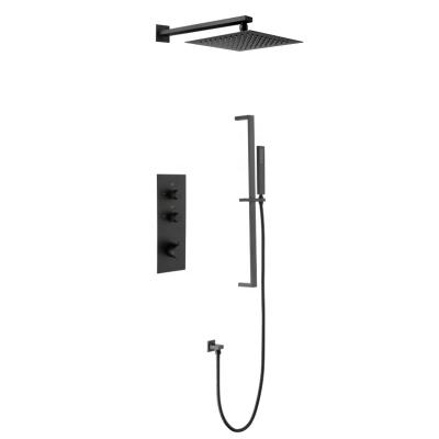 China Without Sliding Bar DLSEN Brand In Wall Types Rain Shower Mixer Taps System Matte Black Concealed Shower System Set For Hotel Bathroom for sale