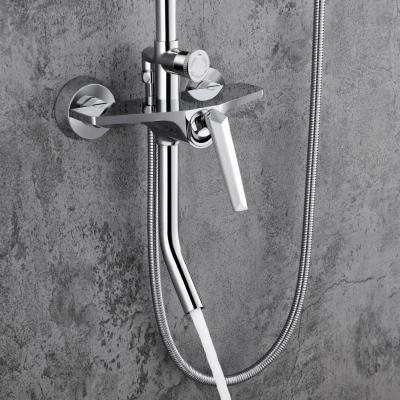 China With Slide Bar Amazon Hot Selling Brass Rainfall Shower Column Set Polished Chrome Shower Mixer Tap Shower Faucet Valve for sale