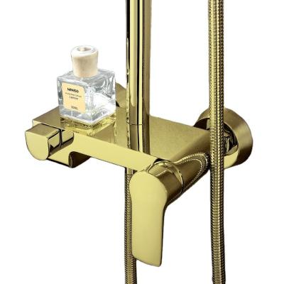 China Brass Slide Bar Rain Shower Gold Shower System Set With Smart Handheld Shower Spray CE Certificate With High End Quality for sale