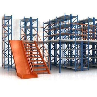 China Corrosion Protection 500kg/M2 Guangzhou Warehouse Metal Storage System With Stairs Platform Shelf Rack for sale