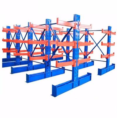 China Corrosion Protection Heavy Duty Warehouse Storage Cantilever Rack Plywood Racking Double Side Base Metal Cantilever Rack for sale