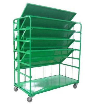 China Folding Four Wheel Kayak Cart Logistics Trolley 4 Tier Shelving Unit For Warehouse / Cargo Cart for sale