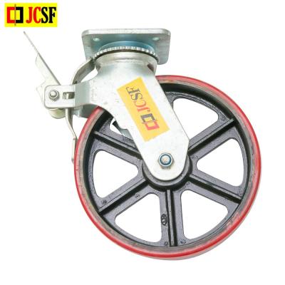 China As Customers Request 12 Inch Heavy Duty Movable Ringlock PU Scaffolding Caster Wheel With Brake 12