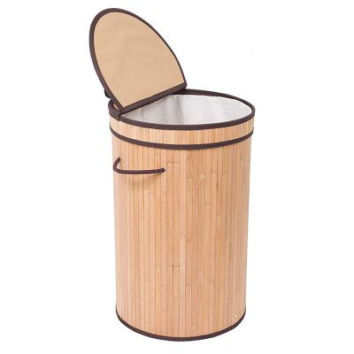 China Collapsible Collapsible Basket Round Laundry Hamper Bamboo Basket for sale