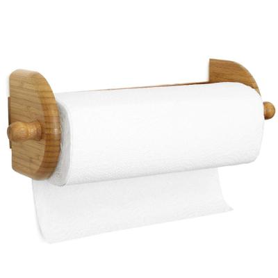 China Contemporary Natural Bamboo Wall Mount Paper Towel Holder for sale