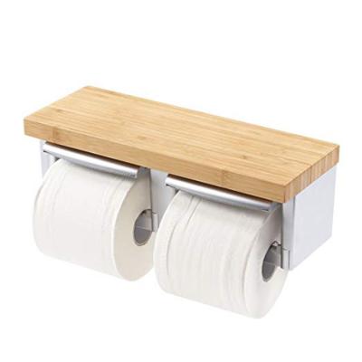 China Modern Toilet Storage Bamboo Roll Paper Holder for sale