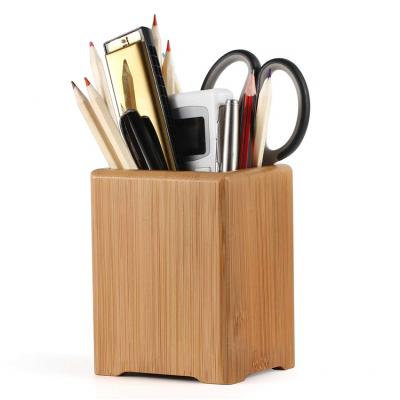 China Modern Bamboo Office Purpose Handmade Pen Pencil Holder Multi Use for sale