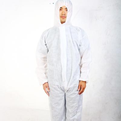 China Polypropylene Breathable Economy Suit White Coverall With Hood for sale