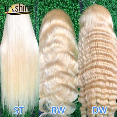 China 613 Blonde Silky Straight Wave Transparent Human Hair Lace Front Wig Pre Plucked, Virgin HD Front Lace Brazilian Human Hair Wig Seller for sale