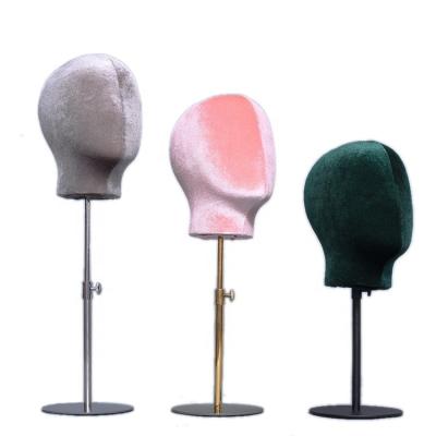 China Other Wholesale PH-1 Colorful Cloth Velvet Wrapped Foam Abstract Display Women PU Female Mannequin Head For Hats for sale