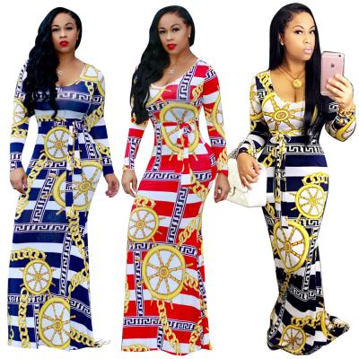 China Sustainable Fashion Luxury Printing Hip Wrap Long Maxi Casual Outfits Women Clothing for sale