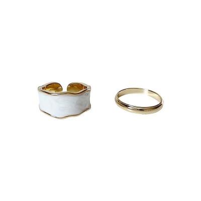 China Romantic Enamel Rings Open Ring Adjustable Irregular Shaped Gold Plated Rings for sale