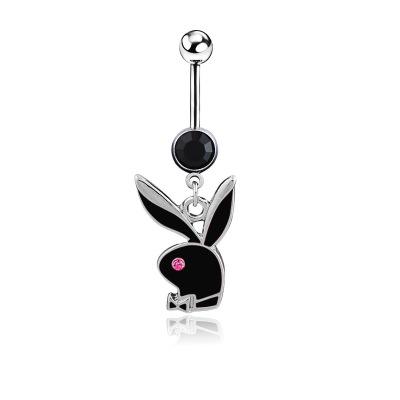 China Silver Rabbit Environmental Friendly Design Plated Crystal And Gem Enamel Dangle Belly Button Ring for sale