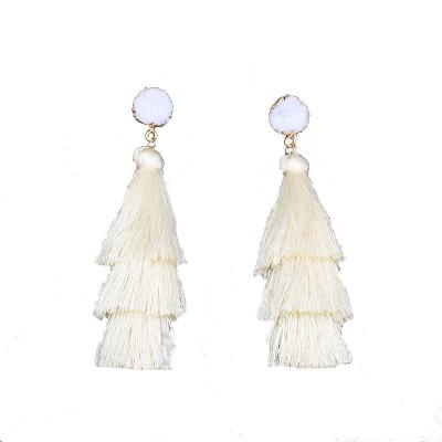 China Fashionable Colorful Layered Tiered Stud Tassel Earrings Dangle Drop Earrings For Women Girls Birthday Teen Christmas for sale