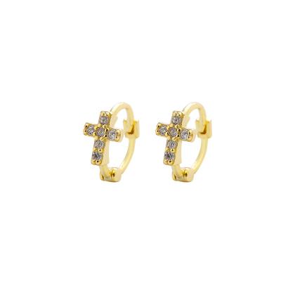 China S925 Mail Lead Free Nickel Free Silver Hoop Cross Earrings Personalized Stud Earrings For Women, Girls for sale