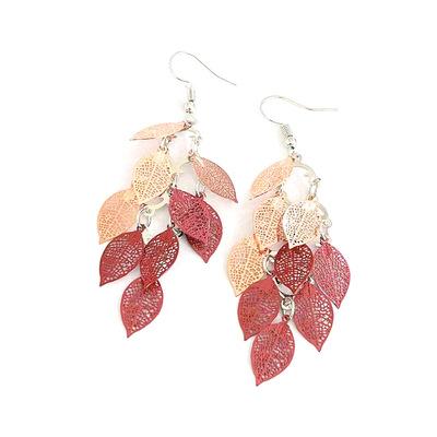 China High Quality Leaf Dangle Earrings Multi Color Drop Earrings Gold Silver Plated Handmade Earrings For Her for sale