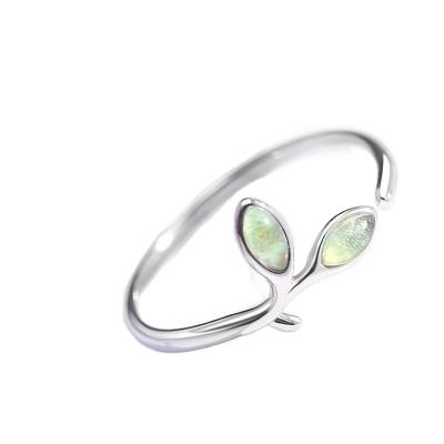 China High Quality Green Leaf Ring For Lover Adjustable Envelope Ring Jewelry Unique Gift Open for sale