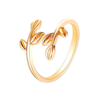 China FASHIONABLE Leaf Open Rings Wild Literature & Adjustable Retro Style Art Double Leaf Ring for sale