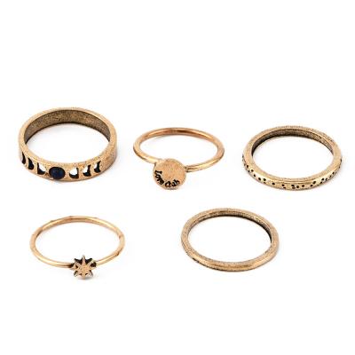 China TRENDY Fashion Moon Phase Gold Plated Osteoarthritis Multilevel Rings Set For Women On Daily for sale