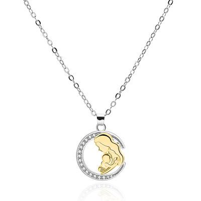 China FASHIONABLE Pendant Cubic Zircon Necklaces Mom and Son Mother's Love Necklace Mother Hug for sale