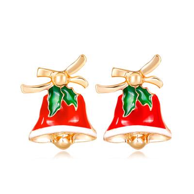 China Christmas Gift Fast Delivery Small Bell Fashion Rhinestone And Pearl Gold Plated Personality Festival Gift Earrings for sale