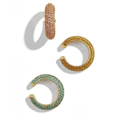 China Fast Delivery Crystal Ear Cuff Clip Sets Colorful No Piercing C Shaped Small Circle Earrings for sale