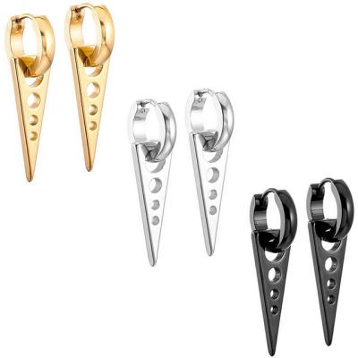 China Hiphop Triangle Stainless Steel Black Silver Anti-Corrosion Stud Earrings for sale