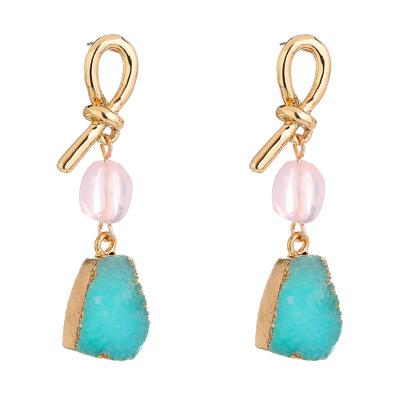 China TRENDY Vintage Statement Drop Dangle Natural Stone Earrings Tassel Earrings for sale