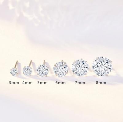 China CLASSIC 3-8mm Zircon Women's Stainless Steel Stud Earrings for sale